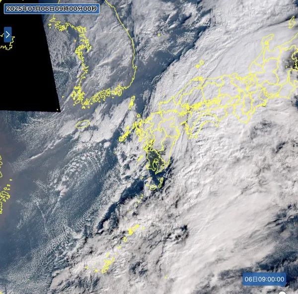 2025年1月6日9時の日本周辺の衛星可視画像