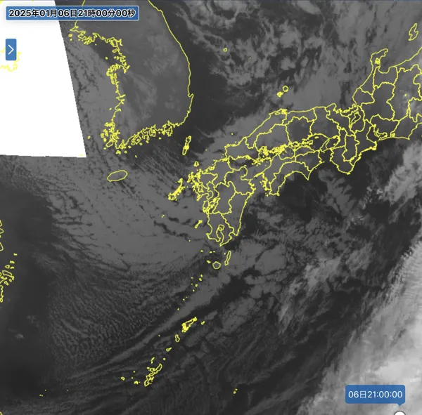 2025年1月6日21時の日本周辺の衛星赤外画像