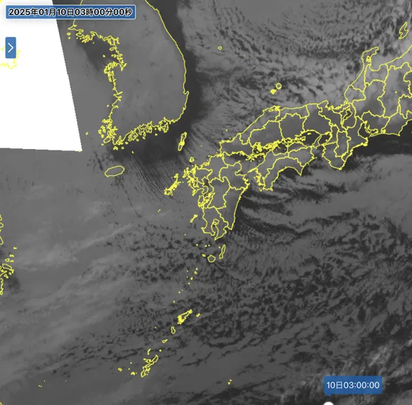 2025年1月10日3時の日本周辺の衛星赤外画像