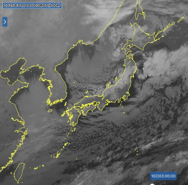 日本周辺の衛星画像（3時）