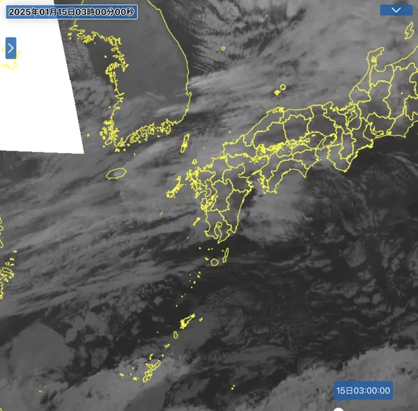 2025年1月15日3時の日本周辺の衛星赤外画像