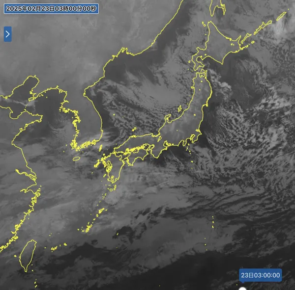 日本周辺の衛星画像（3時）