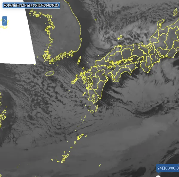 2025年2月24日3時の日本周辺の衛星赤外画像