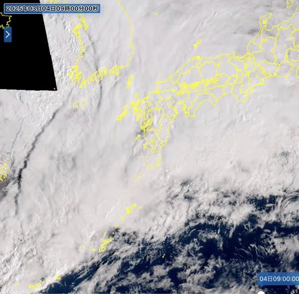 2025年3月4日9時の日本周辺の衛星可視画像