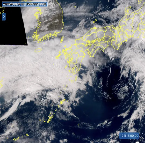2025年3月12日15時の日本周辺の衛星可視画像
