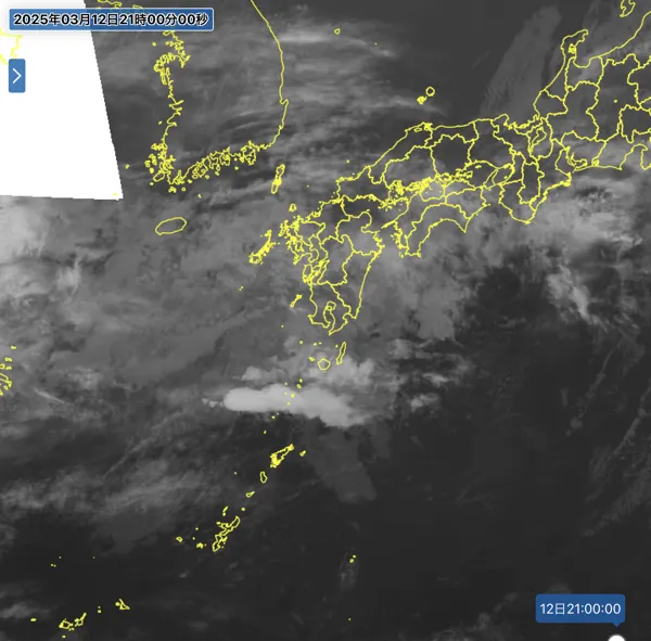 2025年3月12日21時の日本周辺の衛星赤外画像