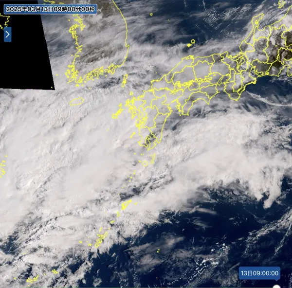 2025年3月13日9時の日本周辺の衛星可視画像