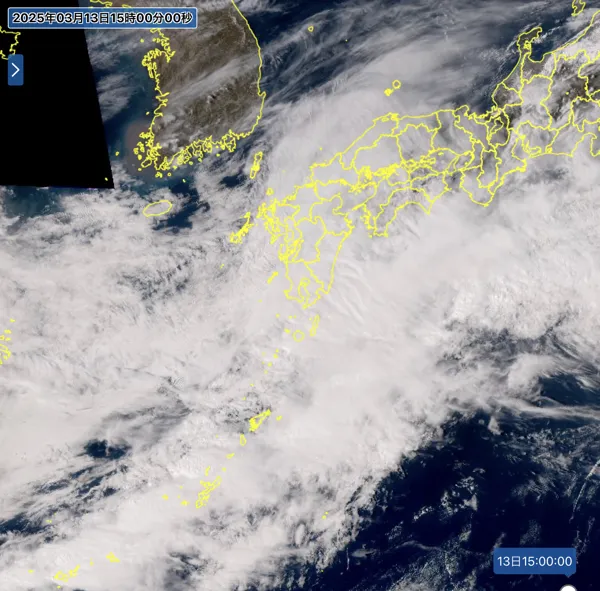 2025年3月13日15時の日本周辺の衛星可視画像