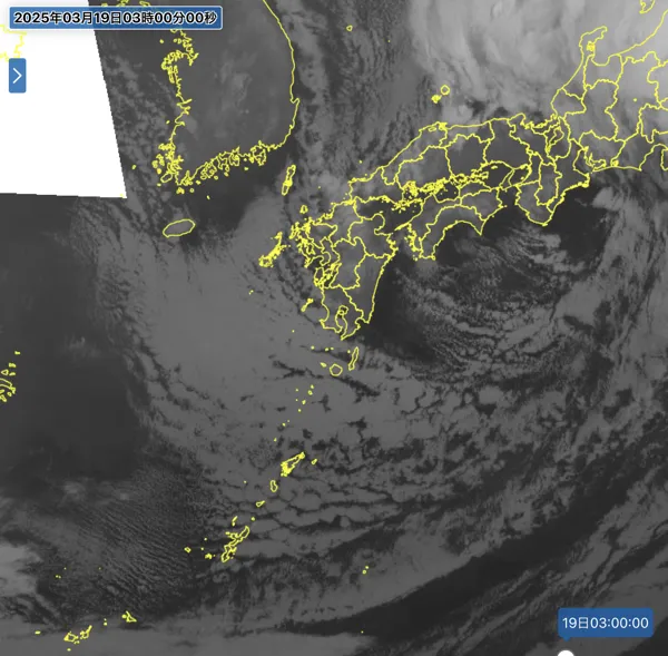 2025年3月19日3時の日本周辺の衛星赤外画像