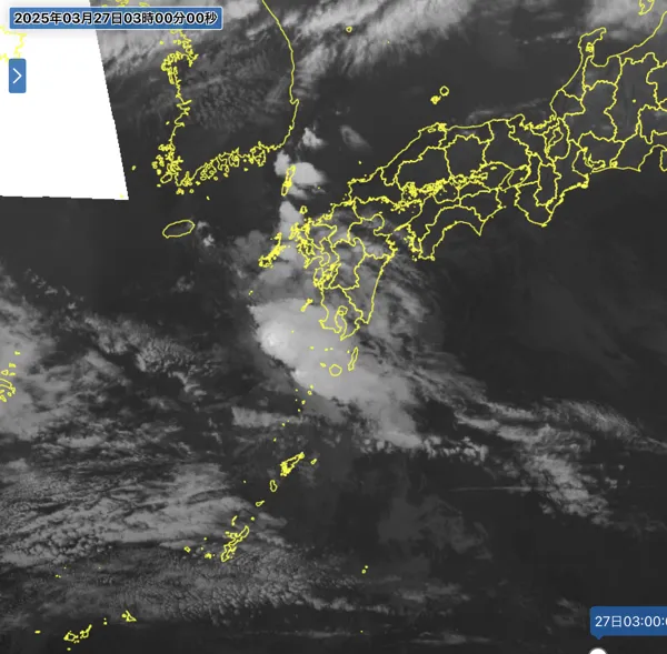 2025年3月27日3時の日本周辺の衛星赤外画像