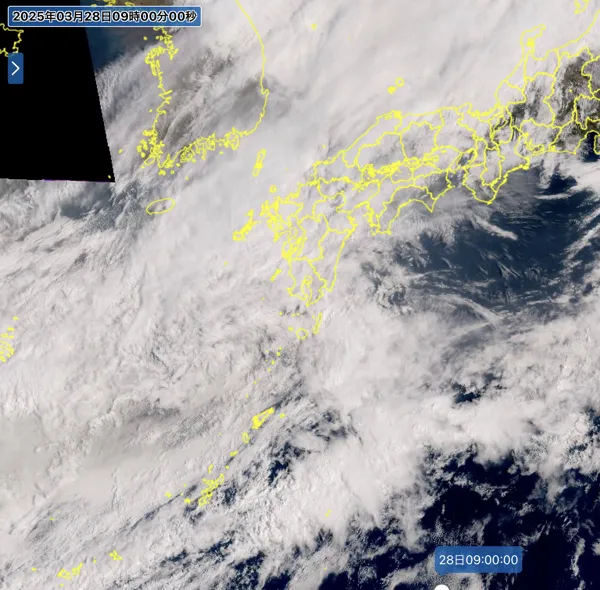 2025年3月28日9時の日本周辺の衛星可視画像