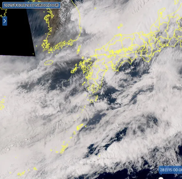 2025年3月28日15時の日本周辺の衛星可視画像