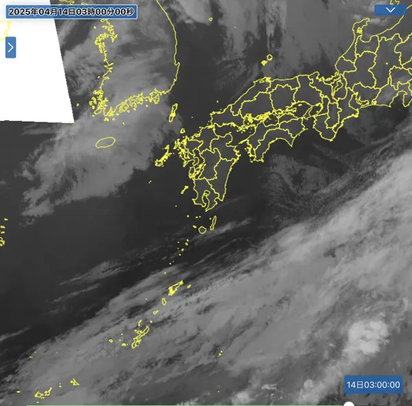 2025年4月14日3時の日本周辺の衛星赤外画像