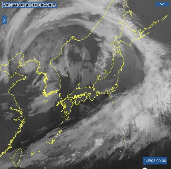 日本周辺の衛星画像（3時）