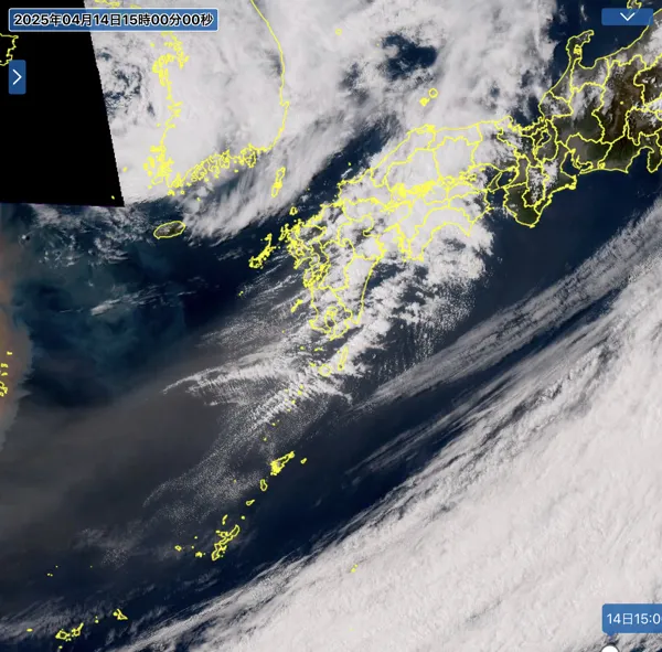 2025年4月14日15時の日本周辺の衛星可視画像