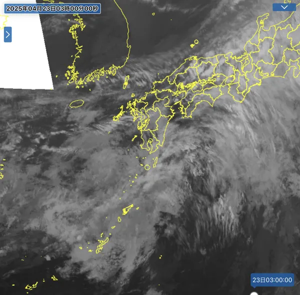 2025年4月23日3時の日本周辺の衛星赤外画像