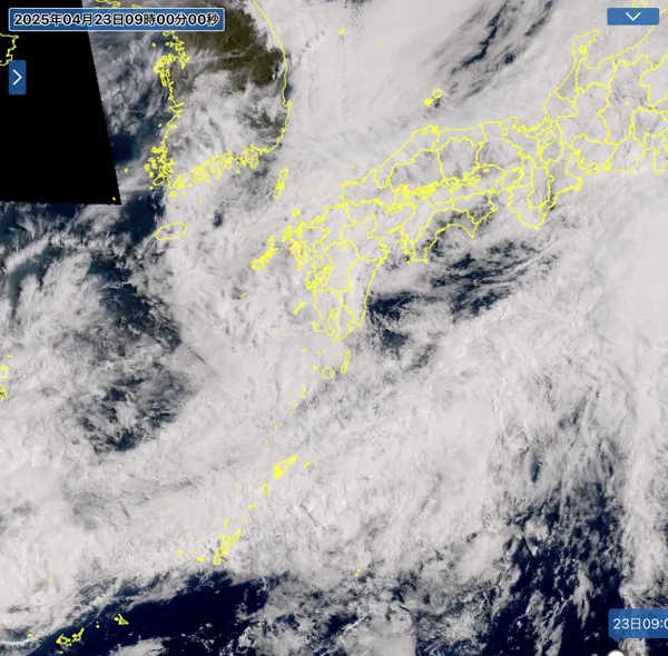 2025年4月23日9時の日本周辺の衛星可視画像