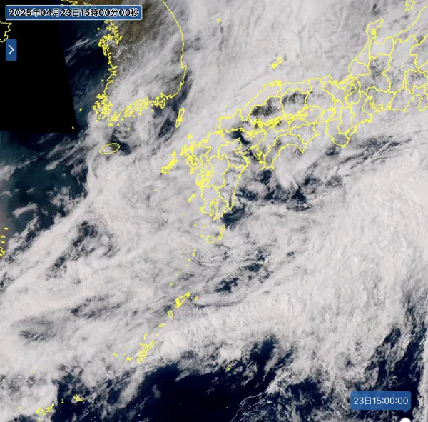 2025年4月23日15時の日本周辺の衛星可視画像