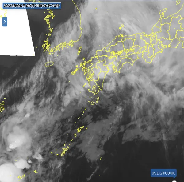 2025年5月9日21時の日本周辺の衛星赤外画像