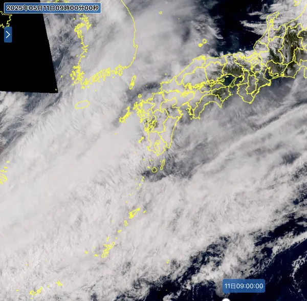 2025年5月11日9時の日本周辺の衛星可視画像
