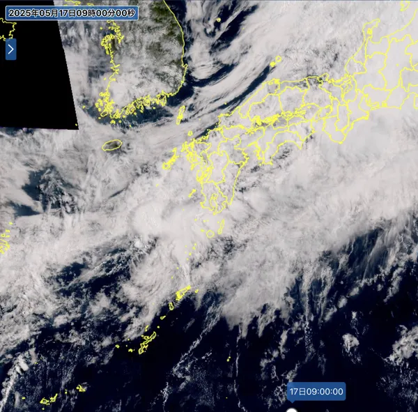 2025年5月17日9時の日本周辺の衛星可視画像