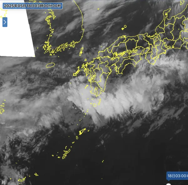 2025年5月18日3時の日本周辺の衛星赤外画像