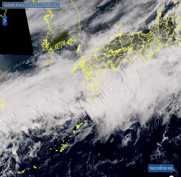 2025年5月18日9時の日本周辺の衛星可視画像