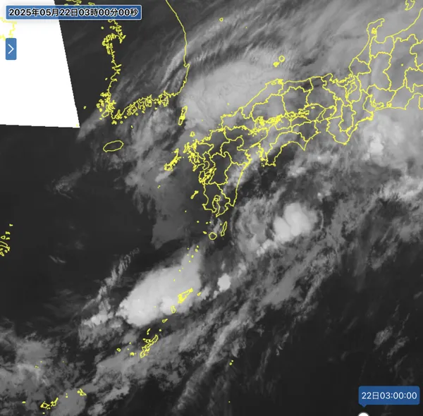 2025年5月22日3時の日本周辺の衛星赤外画像