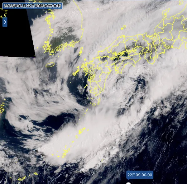 2025年5月22日9時の日本周辺の衛星可視画像