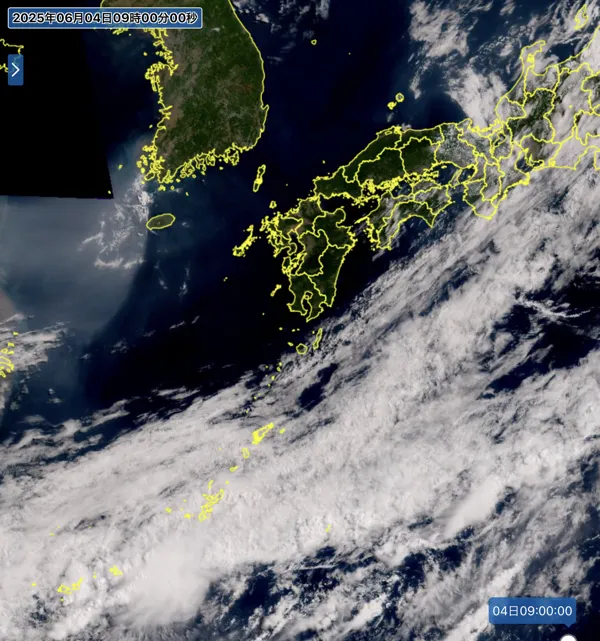 2025年6月4日9時の日本周辺の衛星可視画像