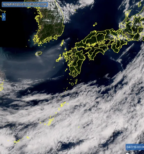 2025年6月4日15時の日本周辺の衛星可視画像