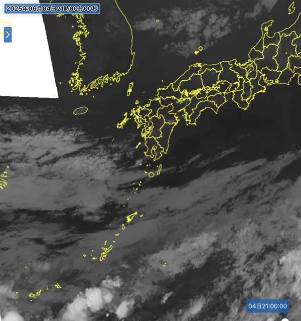 2025年6月4日21時の日本周辺の衛星赤外画像