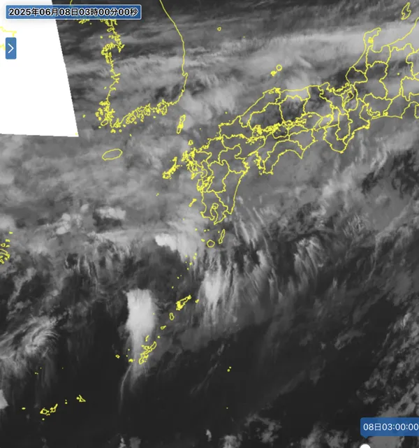 2025年6月8日3時の日本周辺の衛星赤外画像