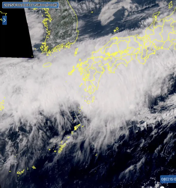 2025年6月8日15時の日本周辺の衛星可視画像
