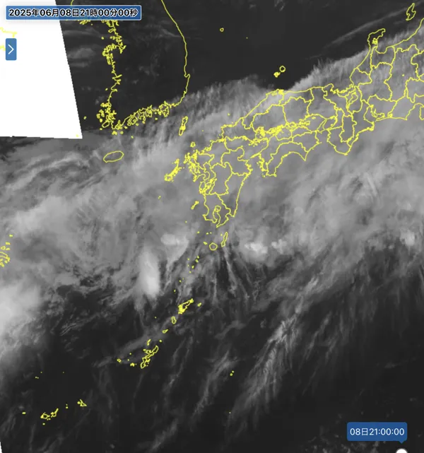 2025年6月8日21時の日本周辺の衛星赤外画像