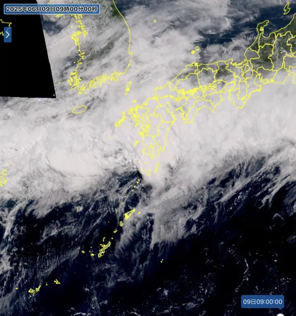 2025年6月9日9時の日本周辺の衛星可視画像