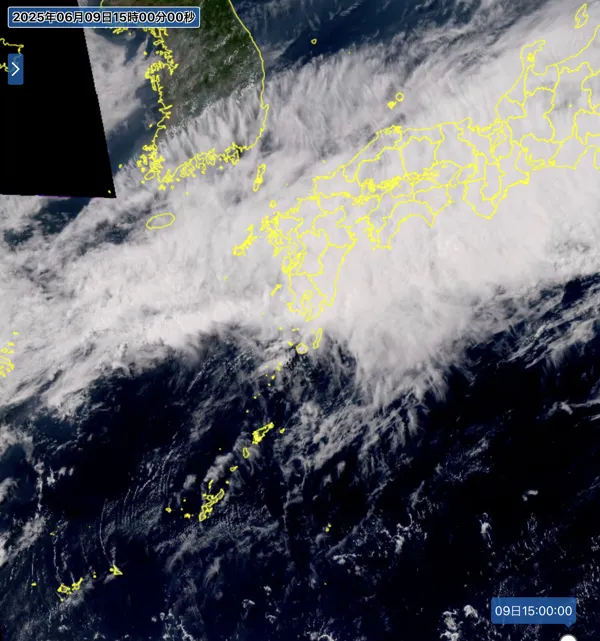 2025年6月9日15時の日本周辺の衛星可視画像