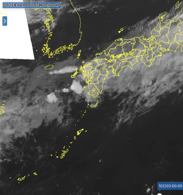 2025年6月10日3時の日本周辺の衛星赤外画像