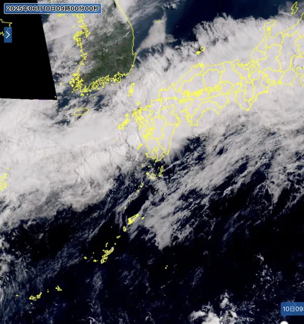 2025年6月10日9時の日本周辺の衛星可視画像