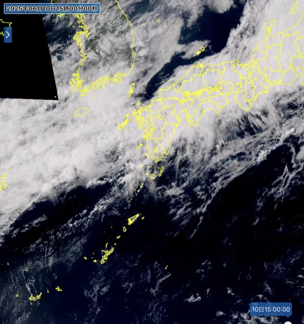 2025年6月10日15時の日本周辺の衛星可視画像