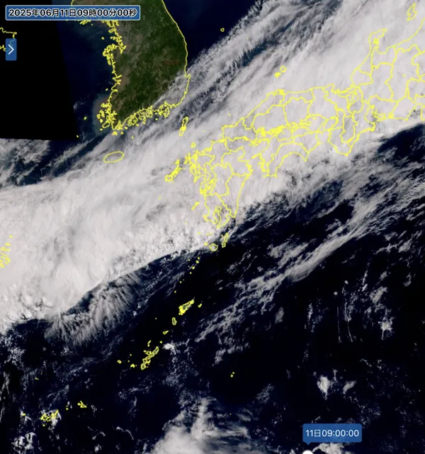 2025年6月11日9時の日本周辺の衛星可視画像