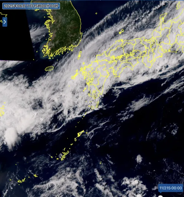 2025年6月11日15時の日本周辺の衛星可視画像
