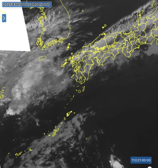 2025年6月11日21時の日本周辺の衛星赤外画像