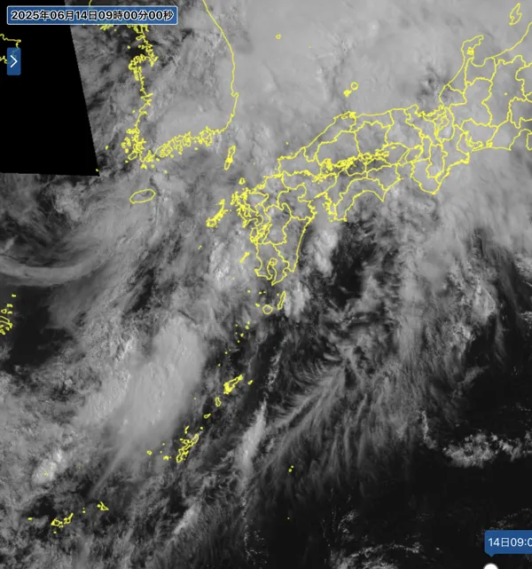 2025年6月14日9時の日本周辺の衛星可視画像