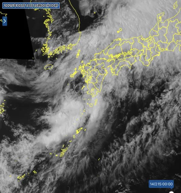 2025年6月14日15時の日本周辺の衛星可視画像