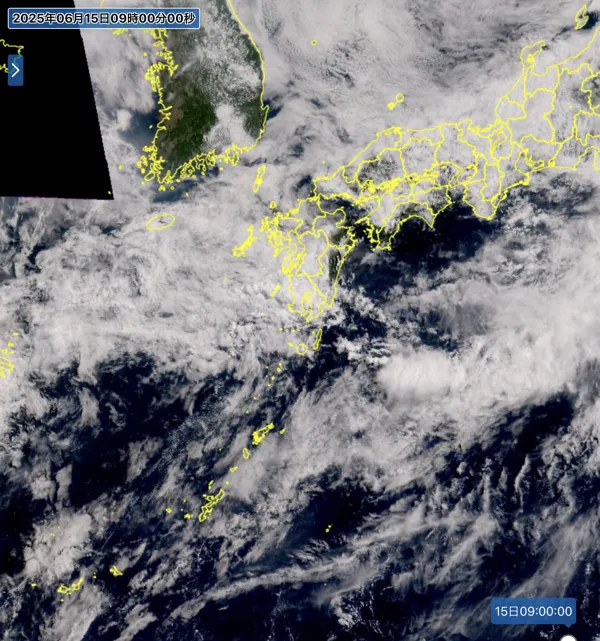 2025年6月15日9時の日本周辺の衛星可視画像
