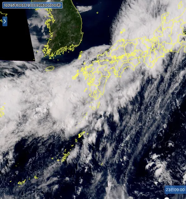 2025年6月23日9時の日本周辺の衛星可視画像