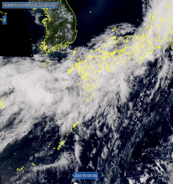 2025年6月23日15時の日本周辺の衛星可視画像