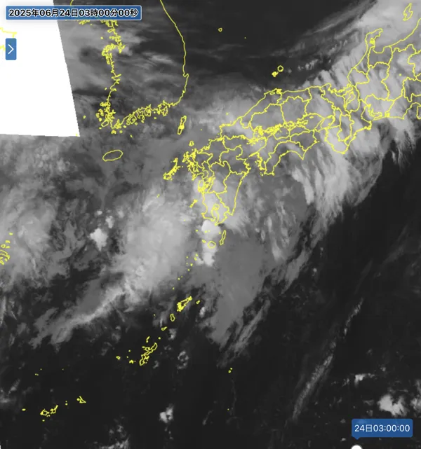 2025年6月24日3時の日本周辺の衛星赤外画像