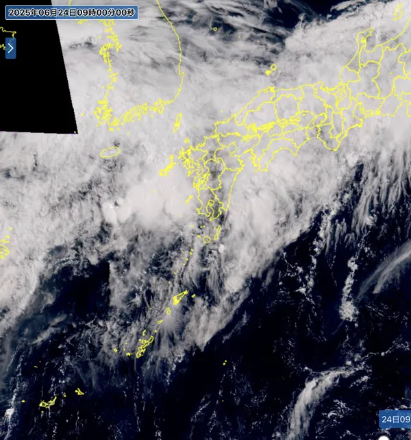 2025年6月24日9時の日本周辺の衛星可視画像